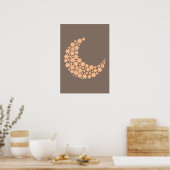 Floral Crescent Moon Design – Boho Aesthetic Orang ポスター (キッチン)