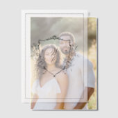 Floral Crest Cream Black Monogram Wedding Overlay ベラム紙招待状 (オフセット (カップル))