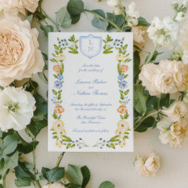 Floral Crest Frame Wedding セーブザデート