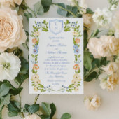 Floral Crest Frame Wedding Invitation 招待状