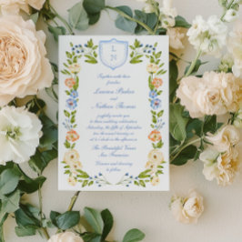 Floral Crest Frame Wedding Invitation 招待状