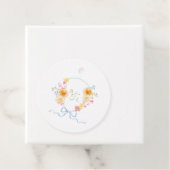Floral Crest Monogram Blue Bow Spring Wedding フェイバータグ (インサイチュ)
