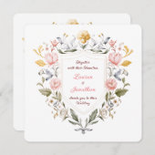 Floral Crest Wedding Elegant Botanical Watercolor 招待状 (正面/裏面)