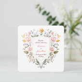 Floral Crest Wedding Elegant Botanical Watercolor 招待状 (スタンド正面)