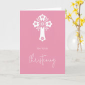 Floral Cross Card Christening Rose Pink カード (黄色い花)