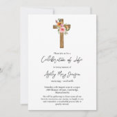 Floral Cross Celebration of Life Funeral 招待状 (正面)