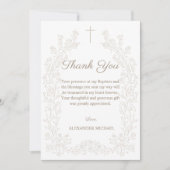 Floral Cross Christening Baptism Thank You サンキューカード (正面)