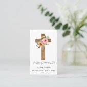 Floral Cross Memorial Funeral Prayer Card 名刺 (スタンド正面)
