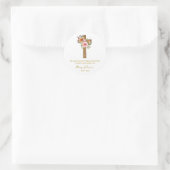 Floral Cross Memorial Funeral Seed Packet ラウンドシール (バッグ)
