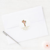 Floral Cross Memorial Funeral Seed Packet ラウンドシール (封筒)