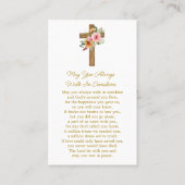 Floral Cross Memorial Photo Funeral Prayer Card 名刺 (裏面)