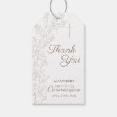 Floral Cross Thank You First Holy Communion ギフトタグ (正面)