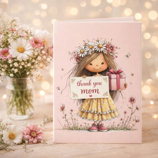 Floral Crown “Thank You Mom” Card  カード