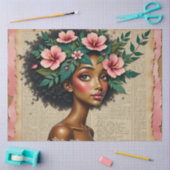 Floral Crown Woman Portrait  Decoupage 薄葉紙 (クラフト)