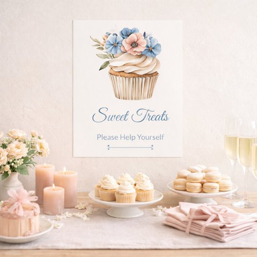Floral Cupcake Bridal Shower Dessert Table Sign