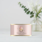 Floral Cupcakes Gold Stripe Rose Gold Bakery 名刺 (スタンド正面)