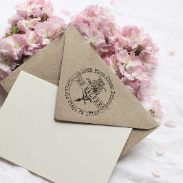 Floral Custom Family Name Return Address Stamp ラバースタンプ