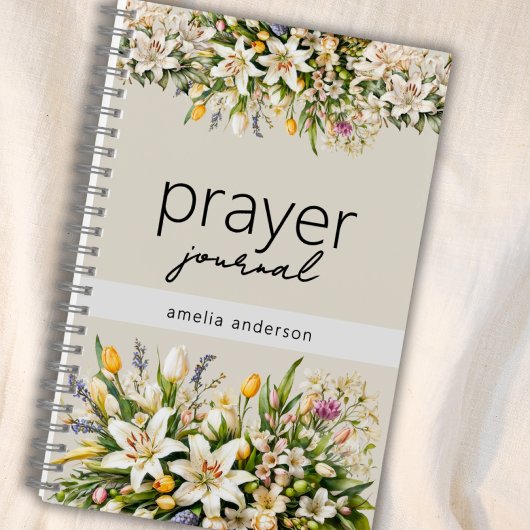 Floral Custom Name Christian Prayer Journal  ノートブック
