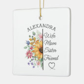 Floral Custom Name & Text Wife Mom Sister Friend  セラミックオーナメント (左)