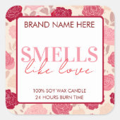 Floral Custom Valentine's Day Candle Label スクエアシール (正面)