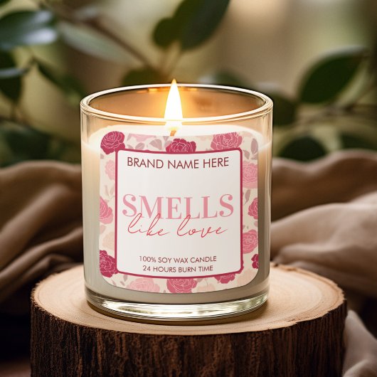 Floral Custom Valentine's Day Candle Label スクエアシール