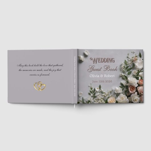 Floral Customizable Wedding Guest Guest Book ゲストブック (全面)