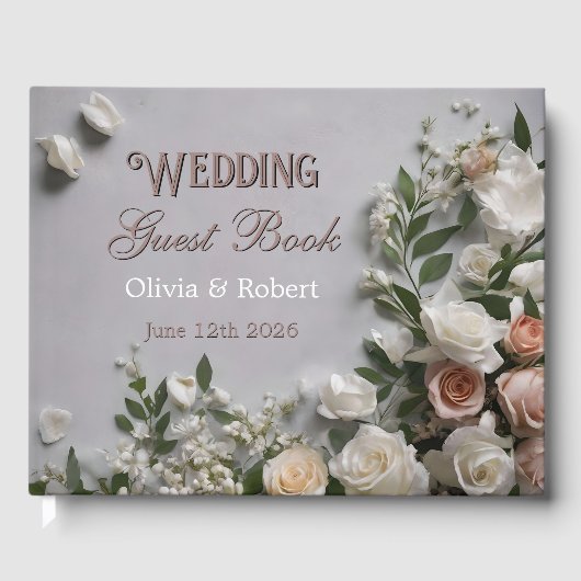 Floral Customizable Wedding Guest Guest Book ゲストブック (正面)