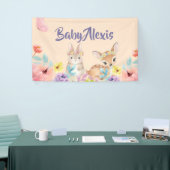 Floral cute animal baby shower backdrop 横断幕 (トレードショー)