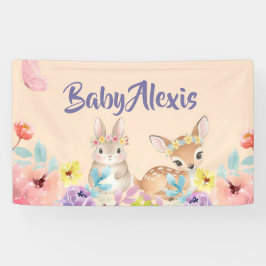 Floral cute animal baby shower backdrop 横断幕