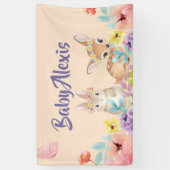 Floral cute animal baby shower backdrop 横断幕 (縦)