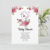 Floral Cute Cat Baby Shower Invitation 招待状 (スタンド正面)