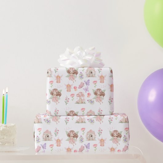Floral Cute Fairy Birthday Party Wrapping Paper ラッピングペーパー (パーティーギフト)