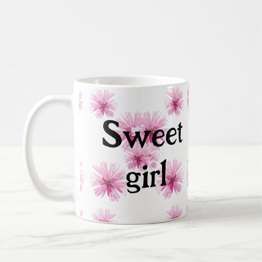 Floral cute pink rabbit easter コーヒーマグカップ (左)