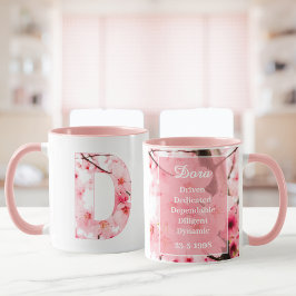 Floral D Initial Mug | Personalized Name & Traits  マグカップ