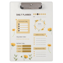 Floral Daily Planner with Sunflowers & Daisies クリップボード