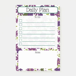 Floral Daily Planning Checklist Notepad ポストイット