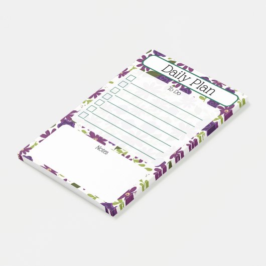 Floral Daily Planning Checklist Notepad ポストイット (アングル)