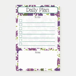 Floral Daily Planning Checklist Notepad ポストイット
