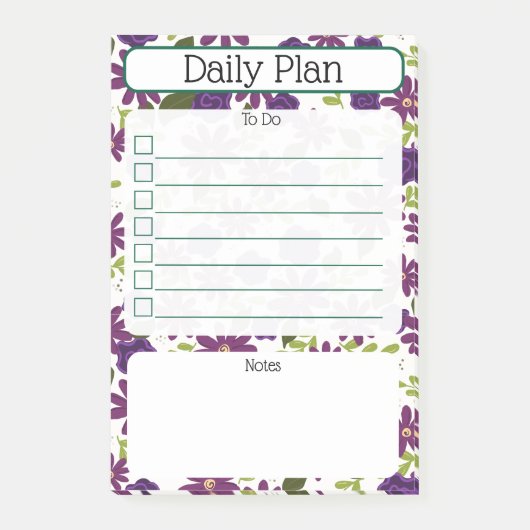 Floral Daily Planning Checklist Notepad ポストイット (正面)