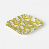 Floral Daisies Pattern Olive & Mustard Green ペーパープレート (傾斜あり)
