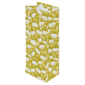 Floral Daisies Pattern Olive & Mustard Green ワインギフトバッグ (裏面アングル)