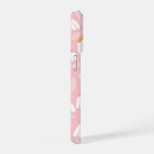Floral Daisies Pattern Pink & White iPhoneケース (右側面)