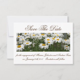 Floral Daisies save The Date Invitation セーブザデート