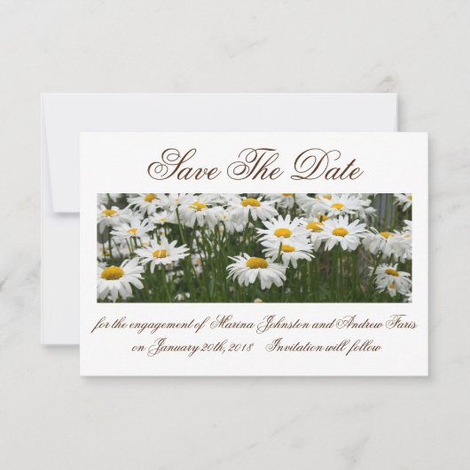 Floral Daisies save The Date Invitation セーブザデート (正面)