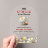 Floral Daisy A Little Ladybug Baby Shower アクリル招待状 (インサイチュ (ポータブル))