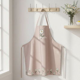 Floral Daisy Apron - Solid Color Botanical Kitchen エプロン