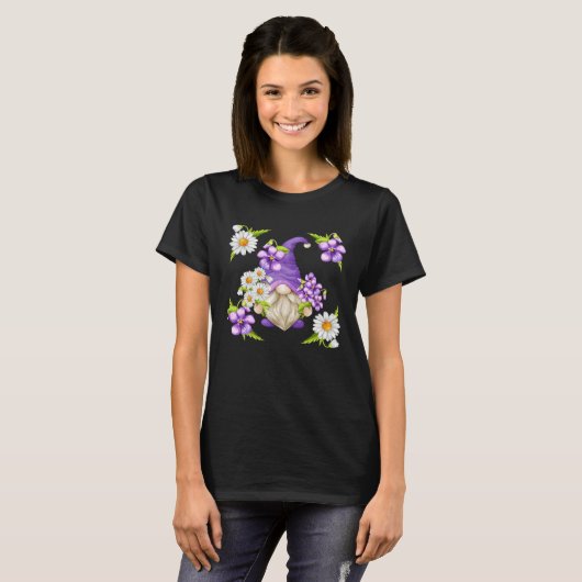 Floral Daisy Flower Pattern For Spring Purple Viol Tシャツ (正面フル)