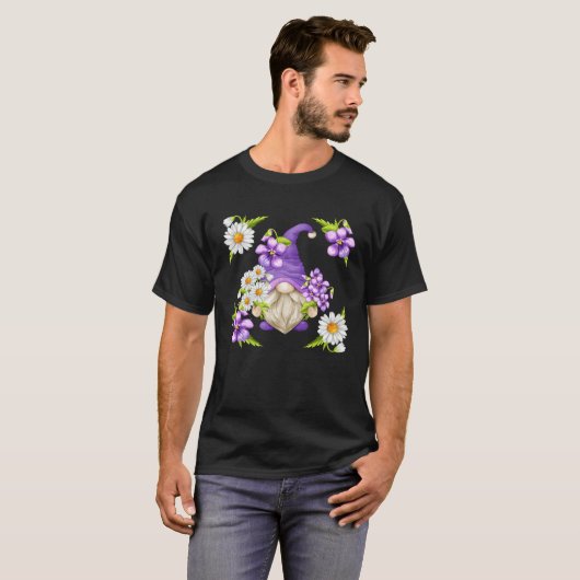 Floral Daisy Flower Pattern For Spring Purple Viol Tシャツ (正面フル)