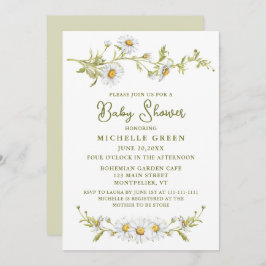 Floral Daisy Garden Botanical Baby Shower 招待状