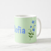 Floral daisy modern personalized cute elegant blue コーヒーマグカップ (正面右)